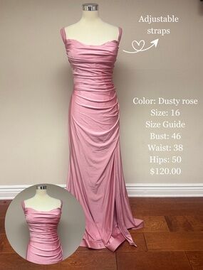 Dusty Rose Ruched Prom Gown with Adjustable Straps